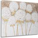 JolyWell White Hydrangea Flower Wall Art, hand-painted Large Canvas Wall Art for Living Room, 3D Textured Oil Painting, Neutral Wall Art decor, Kitchen Bathroom Office Bedroom Wall Art Decor 40" 28"