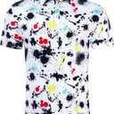 uideazone Mens Golf Shirt Dry Fit Athletic Polo Shirts Moisture Wicking Performance 3D Print Short Sleeve (White, XXL)