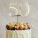 Q085 Acrylic Gold 50 Cake Topper, Elegant Number 50 Cake Topper, 50th Birthday Toppers, Happy Fifty Birth day Decorations for 50th Birthday Anniversary Party Decoration Supplies