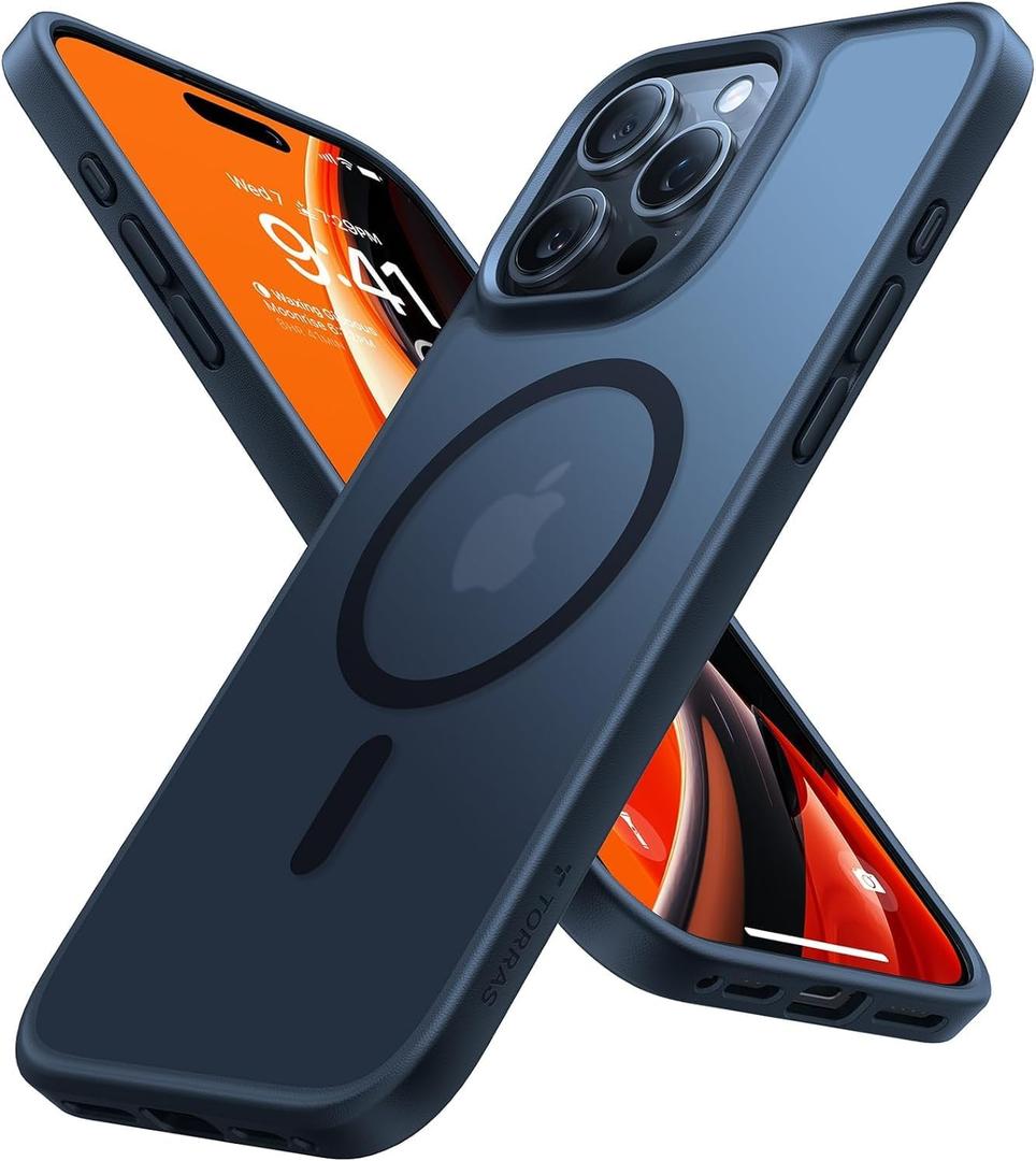 TORRAS Magnetic Shockproof for iPhone 16 Pro Max Case, [Fit for MagSafe] [Military-Grade Drop Tested] Translucent Slim Protective for iPhone 16 Pro Max Case Anti-Fingerprint Anti-Scratch, Black