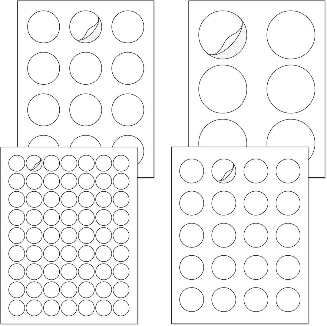 L LIKED Printable Round Labels505 Matte White Circle Stickers with 4 Assorted SizesDiameter 1"1.5"2"3", for Laser/Inkjet Printer L LIKED Printable Round Labels505 Matte White Circle Stickers with 4 Assorted SizesDiameter 1"1.5"2"3", for Laser/Inkjet Printer