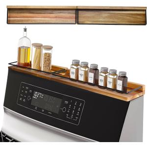 Stove Top Shelf, Magnetic Oven Shelf, Kitchen Storage Solution, 2pcs 15" Hard Wood Spice Racks