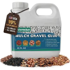 Mulch Gravel Glue for Landscaping (35 fl oz) - Fast-Drying Rock Pea Glue, Waterproof Gravel Binder, Clear Adhesive for Rocks, Mulch, Pebbles, Rubber Outdoor Landscaping, Non-Toxic and Pet-Friendly (EXP 01/28/28)