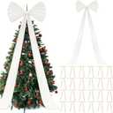 Daifunli 71 x 20 Inch Giant White Bow Christmas Tree Topper with 24 Pcs Velvet Christmas Bow Extra Large Xmas Tree Topper Decor for Holiday and Home Wreath Wall Backdrop Decor (Ivory)