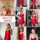 Avidlove Women Lingerie Satin Lace Chemise Nightgown Sexy Full Slips Sleepwear S-4XL (XX-Large, 1red)