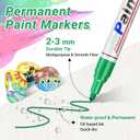 Oil Based Paint Pen, Permanent Paint Marker: Quick-Dry, Waterproof Marker Set of 12 for Rock Painting, Glass, Fabric, Ceramic, Wood, Metal, Mug, Plastic, Stone, Christmas Art Craft Supplies Kit