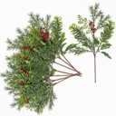 Artificial Christmas Norfolk Pine Branches Christmas Artificial Pine Branches with Red Berry Stems Pinecone Garland Stems Decor Faux Cedar Picks Real Touch Evergreen Realistic Plant Leaves16.5"(10 PCS) Visit the Uqueeten Store