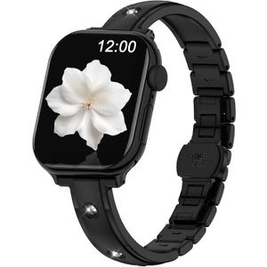 BAITEYOU Narrow Metal Band Compatible with Apple Watch Bands 38mm 40mm 41mm 42mm 44mm 45mm 46mm 49mm (Series 11 10 9 8 7 6 5 4 3 2 1 SE Ultra), Dressy Thin Stainless Steel iWatch Bands for Women