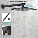 FPXRNG Black Shower Faucet Set, Rainfall Shower System with Square Shower Head and Handle Set, Wall Mounted Shower Fixtures, Full Metal Trim Repair Kit 10 inch Matte Black (With Shower Valve)