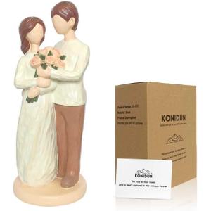 7" Mr & Mrs Couple Figurine for Valentines Day, Anniversary Wedding Gifts for Couple, Bridal Shower Gifts, Engagement Gift for Couples, Hand-Painted Resin Wedding Cake Toppers Christmas Decor (brown)