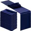 Bencailor 12  Pcs Satin Table Runner Bulk 12 x 108 Inches Long Table Runners Bright Smooth Fabric Tablecloth for Wedding Banquet Birthday Fall Halloween Christmas Party Decorations (Navy Blue)