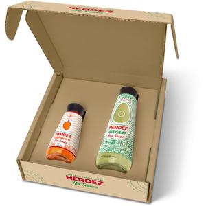 HERDEZ Variety Pack with Avocado Hot Sauce 12 oz & Habanero Hot Sauce 5 oz (2 Pack)  Made with Real Avocados and Habanero Peppers  Gift Pack  Perfect for Any Meal