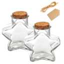 WHJY 1 Pack 11oz Star Shaped Glass Jar with Cork Lid for Home Decor and DIY Craft