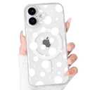 NITITOP for iPhone 17 Case Clear Magnetic Polka Dot - Large White