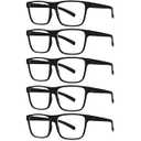 Kerecsen 5 Pack Oversized Reading Glasses Blue Light Blocking Square Large Frame Readers for Men and Women (5 Black, 0.75, x)