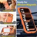 3 in 1 Magnetic for iPhone 17 Pro Max Case for Women Girls,1X Screen Protector+1X Camera Lens Protector,Compatible with MagSafe,Translucent Matte,Cute Cat-ear Wavy Phone Case,6.9",Bright Orange