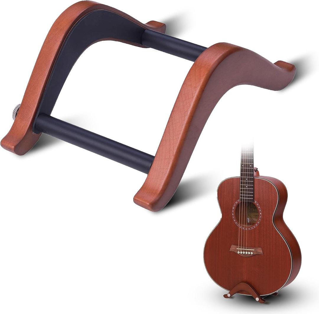 Acoustic Guitar Stand,Adjustable Clip-On Self-Standing Solid Wooden Guitar Stands Floor,Portable Light Weight Martin Guitar Holder and Guitar Clamp,Gift for Acoustic, Classic and Folk Guitar