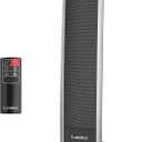 Lasko Oscillating Digital Ceramic Tower Heater for Large Rooms, with Adjustable Thermostat, Timer and Remote Control, 29 Inches, 1500W, Black, 5586