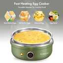 VOBAGA Electric Egg Cooker, Rapid Egg Boiler with Auto Shut Off for Soft, Medium, Hard Boiled, Poached, Steamed Eggs, Vegetables and Dumplings, Stainless Steel Tray with 7-Egg Capacity (Green)