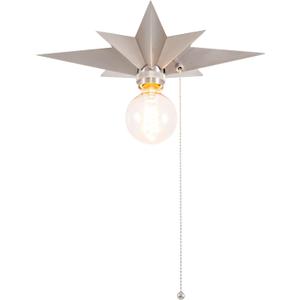 VILUXY Flush Mount Ceiling Light, Satin Nickel Star Light Fixtures Ceiling with Pull Chain On/Off Switch for Hallway, Entryway, Study Room, Bedroom