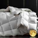 HANYUN Organic Cotton Goose Down Feather Comforter - All Season Twin Size -100% Cotton Duvet Insert Warm and Breathable Down Comforter Ultra-Soft 700 Fill-Power Fluffy Warmth 68"x90"