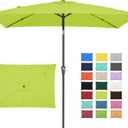 JEAREY 6.5x10 ft Rectangular Patio Umbrellas Outdoor Market Umbrella with Push Button Tilt and Crank, Rectangle Table Umbrella 6 Sturdy Ribs UV Protection for Pool Garden Backyard Deck, Apple Green