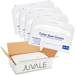 Juvale Toilet Seat Covers - 14 x 16 in, White, 1000 Pcs, 4 Packs of 250 - Disposable Flushable Paper Toilet Liners & Seat Covers for Bathroom & Travel