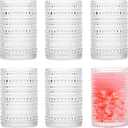 Consou Large Glasses Set of 6, 15 oz Hobnail Glassware Thick Glass Heavy Base