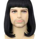 Bettecos Unisex Black Wig with Bangs Short Straight Black Bob Wig for Mens Halloween Costumes Cosplay Party (Black)