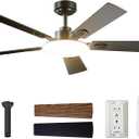 addlon Ceiling Fans with Lights, 52 inch Black Ceiling fan with Light and Remote Control, Reversible, 3CCT, Dimmable, Noiseless, Ceiling Fan for Bedroom, Farmhouse, living room, Indoor/Outdoor Use