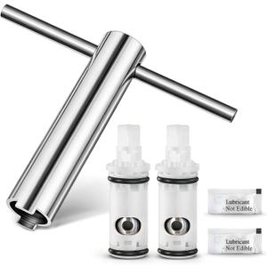 Enhon 3 Pcs Faucet Cartridge Replacement Kit Compatible with Moen 1224 1224B Cartridge Retainer Removal Tool for Double Handle Tub Shower, Faucet Bathtub Valve Repair