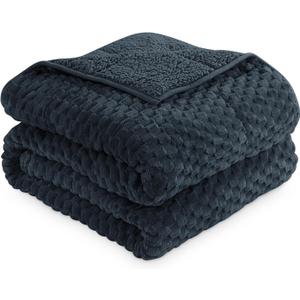 Mr. Sandman Weighted Blankets for Adults Queen Size 20lbs, Warm Sherpa Fleece Throw Blanket for Sleep and Calm, Soft Cozy Heavy Bed Blanket with Jacquard Flannel, 60 x 80 Inches, Midnight Blue