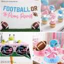 Football Gender Reveal Decorations All-in-one Set for Boy or Girl, Serves 25, Football or Pom Poms Gender Reveal Decorations Include Tableware Balloon Banner Tablecloth Cupcake Topper, Etc.