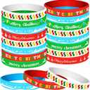 NEBURORA 48 Pack Christmas Wristband 6 Style Silicone Bracelet Wristbands Xmas Rubber Band for Christmas Party Decor 6 Xmas Pattern Wrist Band Party Supplies