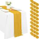 10 Pack Cheesecloth Table Runner 20 x 120 inch Long Boho Gauze Table Runners 10FT Semi Sheer Table Runner for Wedding Decor, Baby Shower, Birthday Party, Banquet (Gold)