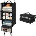 GRANNY SAYS Hanging Packing Cubes for Travel, Large Portable Hanging Suitcase Organizer, Foldable Compression Luggage Organizer Bags for Clothes, Carry on Closet Suitcase, XL-Black Travel Shelves