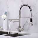 Delle Rosa Kitchen Faucet, 3 Way Drinking Water Faucet, Modern Kitchen Faucet with Pull Down Sprayer, Dual Handles Kitchen Sink Faucets,3 in 1 High Arc Water Filter Purifier Faucets Brushed Nickel