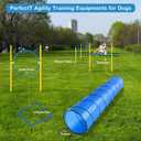Dog Agility Course Backyard Set - Agility Training Equipment for Dogs Starter Kit-Pet Outdoor Games with Tunnel, Weave Poles, Adjustable Hurdle, Jump Ring, Pause Box, Toys and Carrying Bag