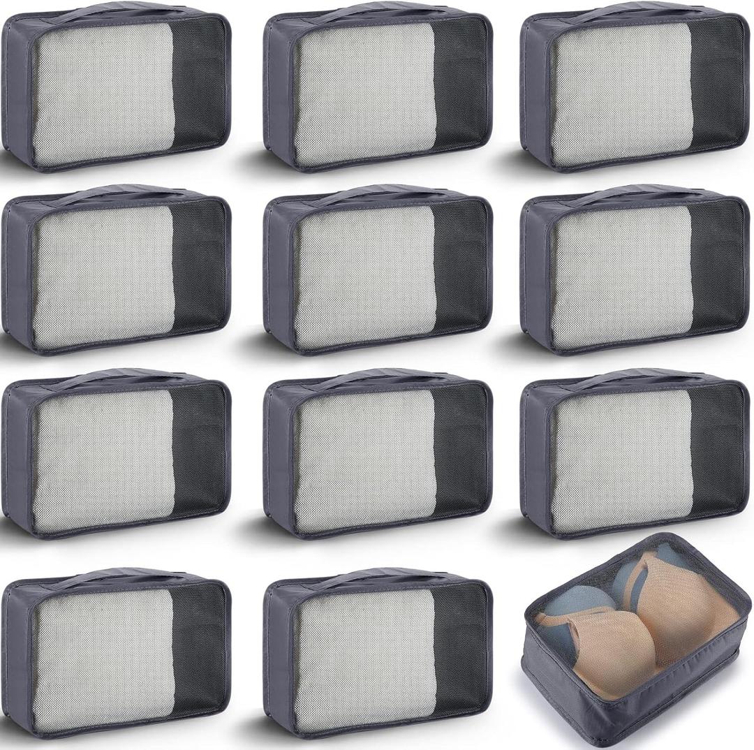 Woanger 12 Pcs Small Packing Cubes for Travel, Light Packing Cubes for Suitcases Mesh Luggage Organizer Bags Travel Accessories Essentials 12 x 8 x 5 Inch(Grey)