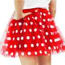 Adult Women Polka Dots Tutu Skirt Teens Ballet Tulle Tutu Dress-Up Birthday Christmas Tutu Costume for Women (Large, A-red-1pcs)