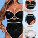 HXN Women's One Piece Swimsuit Tummy Control Bathing Suit Color Block Cutout Slimming Swim Suit Swimwear 2025 (Black, L)