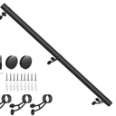 Bar Foot Rail Kit 4ft  - Stainless Steel Complete Wall Mounted Bar Foot Rest - Matte Black Foot Rail System with Tubing, Wall Brackets, End Caps & Internal Connector