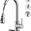 Hauwute Kitchen Faucet with Pull Down Sprayer, Faucet for Kitchen Sink, 3-Function Single Handle Brushed Nickel Kitchen Faucet for Farmhouse & RV