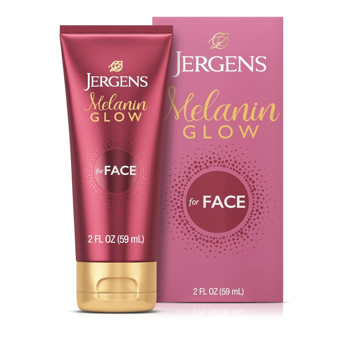 Jergens Melanin Glow Facial Glow Enhancer, Luminizer and Moisturizer with Hyaluronic Acid, Dermatologist-Tested, Non-Comedogenic, 2Oz (2 Fl Oz (Pack of 1))