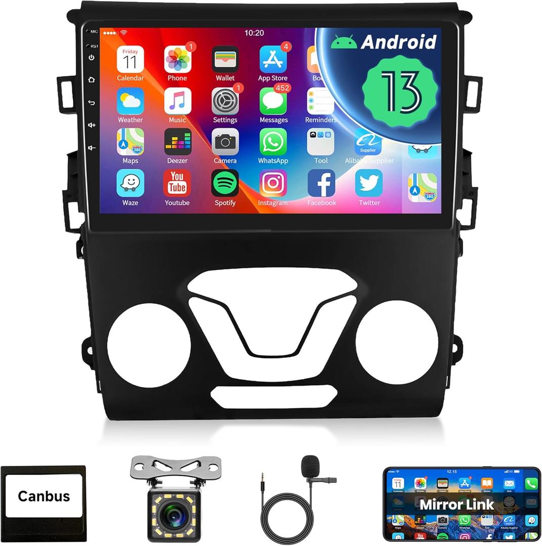 Android 13 Car Radio for Ford Fusion 2013-2019 GPS Navigation, Rimoody Car Stereo 9 Inch Touchscreen WiFi Mirror Link Bluetooth FM SWC Rear View Camera Microphone Android 13 Car Radio for Ford Fusion 2013-2019 GPS Navigation, Rimoody Car Stereo 9 Inch Touchscreen WiFi Mirror Link Bluetooth FM SWC Rear View Camera Microphone