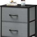 Sweetcrispy Nightstand with 2 Storage Drawers, 20" Height End Tabl Small Bed Side Furniture, Wooden Top Fabric Cabinet Kids Night Stand Mini Dresser for Bedroom, Closet, Entryway, College Dorm, 11.8"D x 18"W x 20"H , 1 Pack