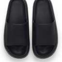 Shower Shoes for Men and Women, Soft Comfortable House Slippers, Ultra Light Quick Drying Non Slip Bathroom Indoor Outdoor Slides Sandals (12-13 Women/11-12 Men, Black)