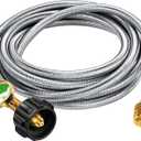12FT Propane Hose Adapter 1lb to 20lb with Gauge, Anti-bite LP Tank Hose 20 lb to 1 lb, Grill Gas Line Fit for Weber Q Grills, Coleman Camping Stove, Blackstone 17"&22" Griddle, Mr Buddy Heater