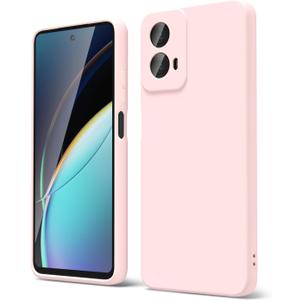 Oakxco for Motorola Moto G 5G 2024 Phone Case/Moto G Play 2024 Case Liquid Silicone, Thin Slim Soft Rubber Gel TPU Plain Simple Cover for Women Girl Cute, Matte Solid Color, Pink Sand