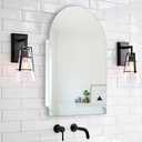 Arched Medicine Cabinet with Mirror, 20x30 Inch, Wall Cabinet with Frameless Mirror, Recessed Or Surface Mount for Bathroom Bedroom with Storage, Bathroom Medicine Cabinet, CM1018-2030